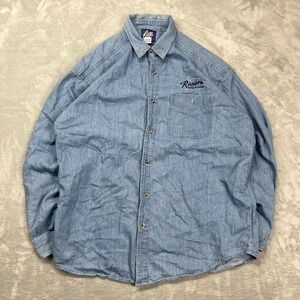 Circe Riviera Hotel Casino Jean Shirt Mens XL Blue Denim Long Sleeve Button Down
